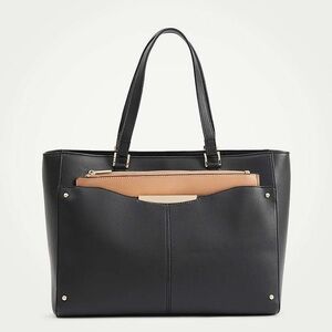 NWOT.  Ann Taylor Pochette Satchel Handbag in Black with Blush Tote